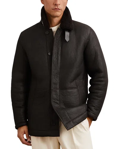Reiss Raven Shearling Jacket In Brown