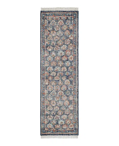 Obeetee Palace Floral Runner Area Rug,2'6x8'0 In Blue