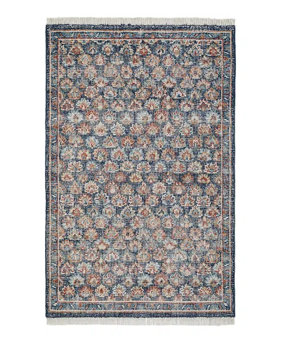 Obeetee Palace Floral Area Rug,7'9x9'9 In Blue