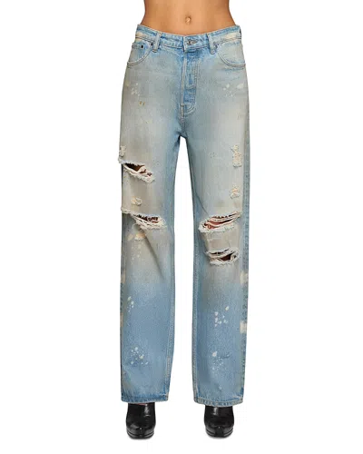 Eb Denim Sophia High Rise Relaxed Straight Jeans In Drift Destroy In Blue