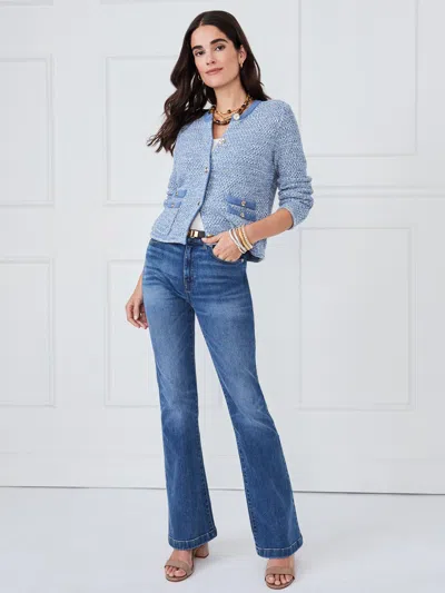 J.mclaughlin Women's Thayer Cardigan Denim/off White In Blue