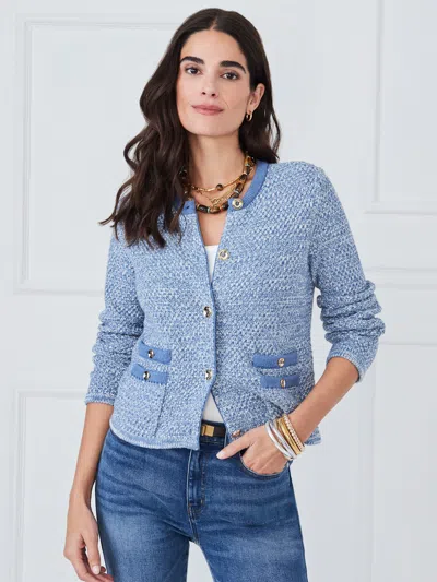 J.mclaughlin Women's Thayer Cardigan Denim/off White In Blue
