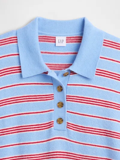 Gap Factory Cashsoft Relaxed Sweater Polo Shirt Shirt In Multi