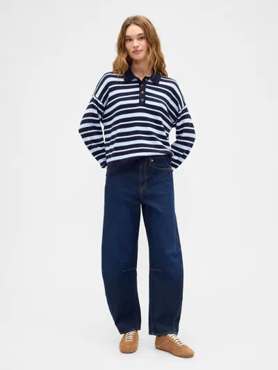 Gap Factory Cashsoft Relaxed Sweater Polo Shirt Shirt In Blue