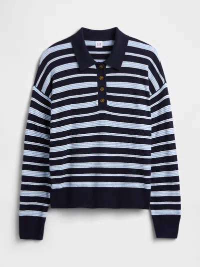 Gap Factory Cashsoft Relaxed Sweater Polo Shirt Shirt In Blue