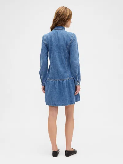 Gap Factory Denim Peplum Mini Dress In Blue