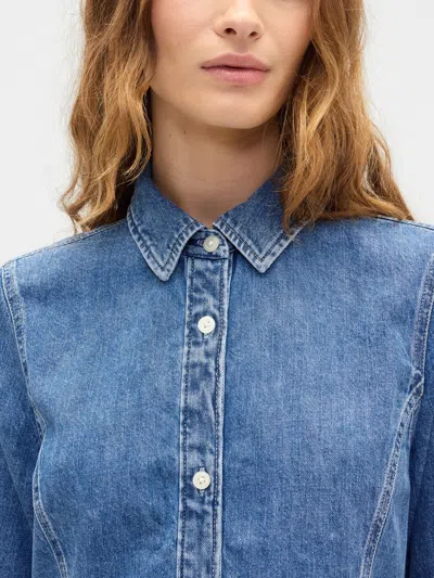 Gap Factory Denim Peplum Mini Dress In Blue