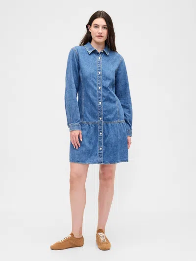 Gap Factory Denim Peplum Mini Dress In Blue