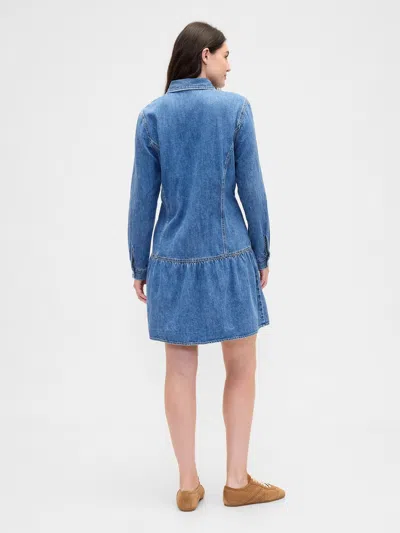 Gap Factory Denim Peplum Mini Dress In Blue