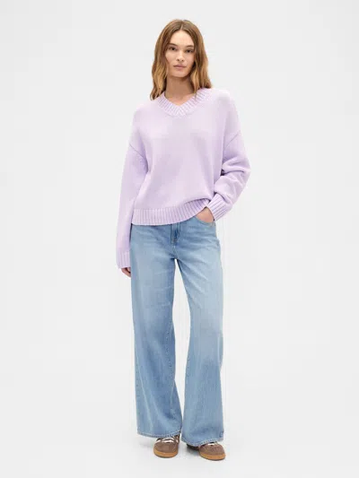 Gap Factory Oversized V-neck Sweater In Purple