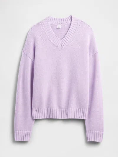 Gap Factory Oversized V-neck Sweater In Purple