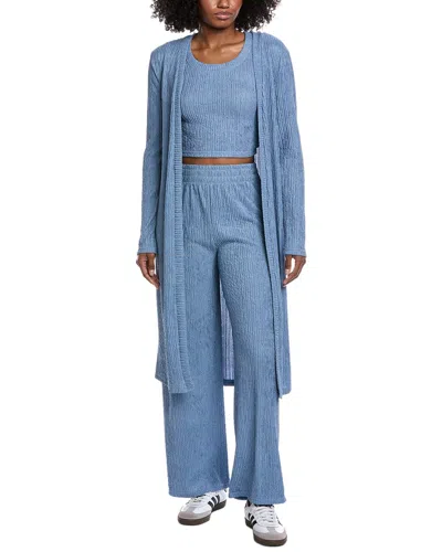 Marion 3pc Crinkle Cardigan Set In Blue