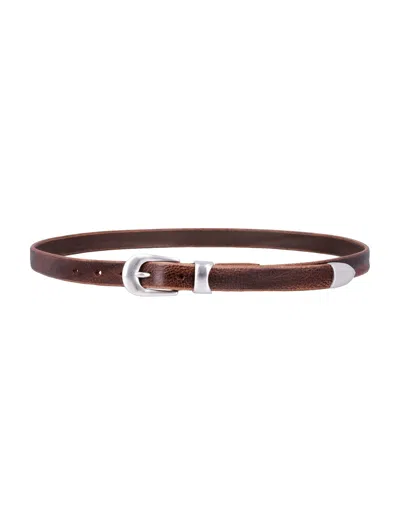 Our Legacy Brown Leather Belt With Metal Buckle In Brown
