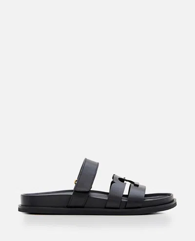 Tory Burch T Leather Sandals In Black