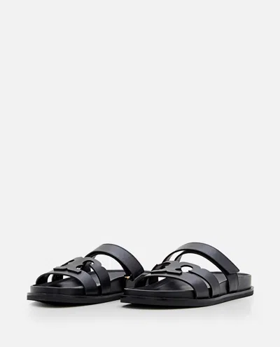 Tory Burch T Leather Sandals In Black