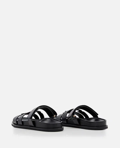 Tory Burch T Leather Sandals In Black