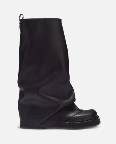 Attico Robin Black Boots With Square Toe And Logo Plaque On The Rear In Leather Woman In Black