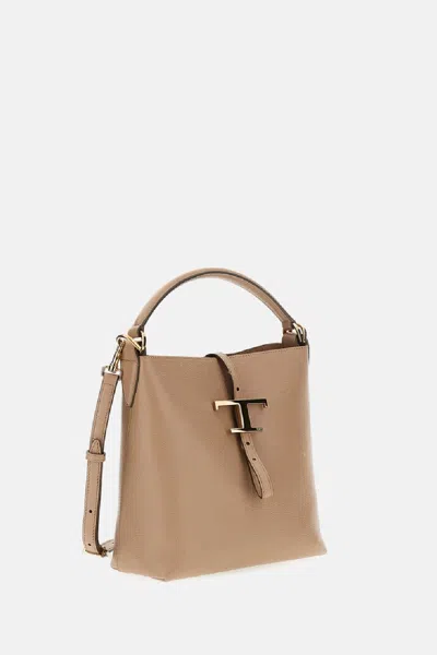 Tod's T Timeless Mini Bucket Bag In Sand