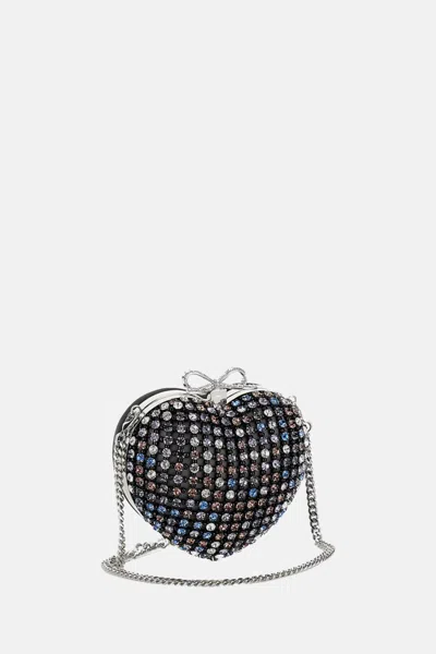 Self-portrait Multicrystal Heart-shaped Clutch In Blue