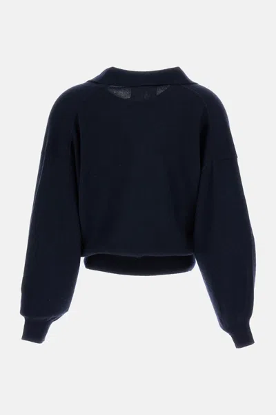Lisa Yang Ribbed Polo Wool Sweater In Blue