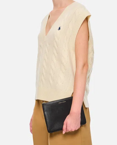 Comme Des Garçons Play Classic Leather Line Pouch In Black