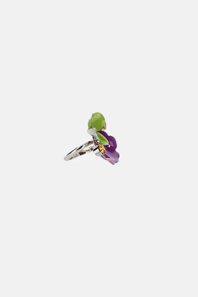 Marni Metal Flower Ring In Multi