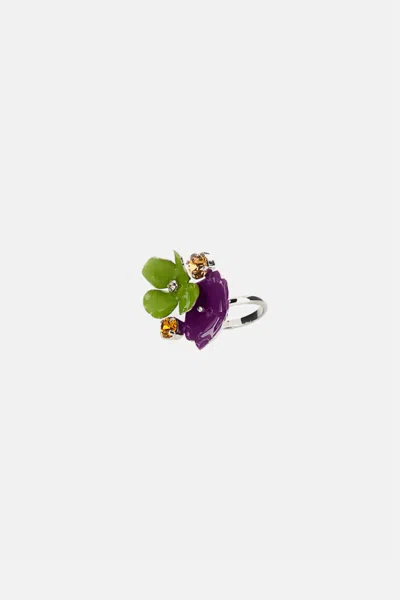 Marni Metal Flower Ring In Multi