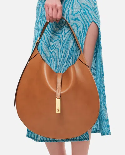 Polo Ralph Lauren Medium Hobo Shoulder Bag In Brown