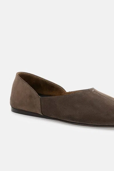 Khaite Brown Calf Leather Bos Taurus Ballet Flats In Brown