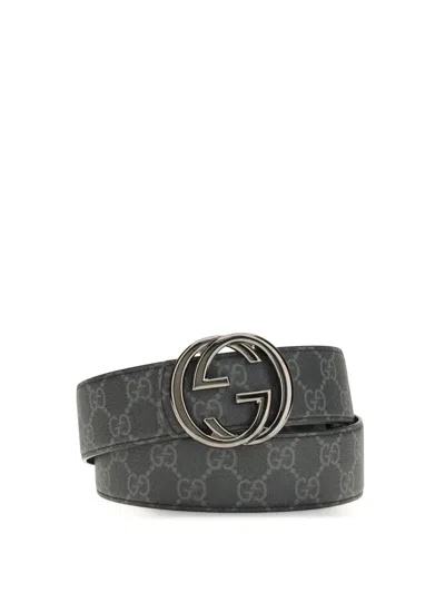 Gucci Reversible Belt With Interlocking Gg Buckle In Black