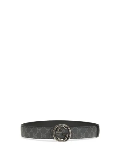Gucci Reversible Belt With Interlocking Gg Buckle In Black