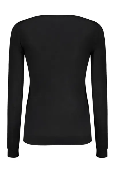 Valentino Long Sleeve Crew-neck Sweater In Black
