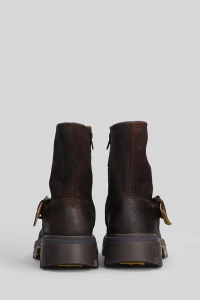 Premiata Camden Combat Boots In Brown Nubuck In Brown