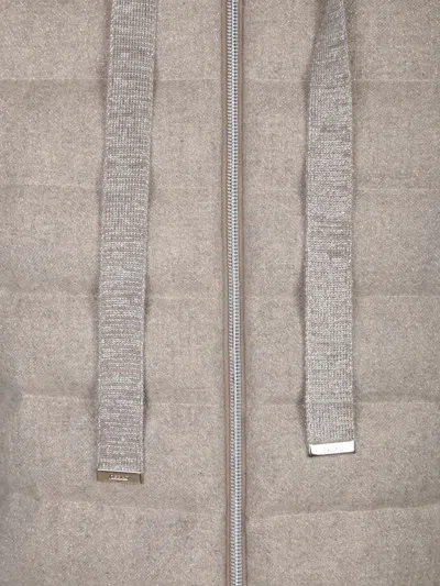 Herno Quilted Cashmere-wool Blend Jacket With Ribbed Collar And Padded Design In Gray