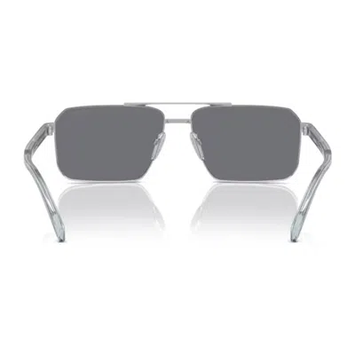 Prada Double Bridge Rectangle-frame Sunglasses In Silver