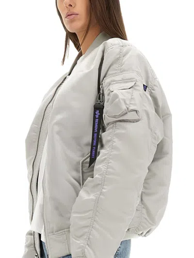 Alpha Industries Quilted Zip-front Bomber Jacket In Gray