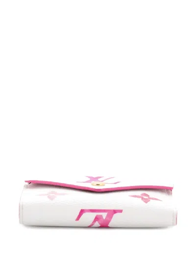 Pre-owned Louis Vuitton Victorine Wallet By The Pool Monogram Watercolor Giant Small Wallets In Pink
