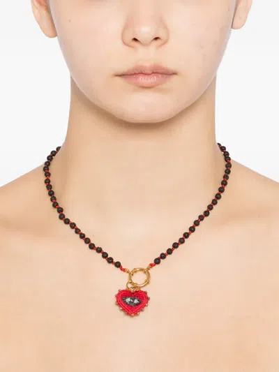 Blaklace Heart Charm Necklace In Black