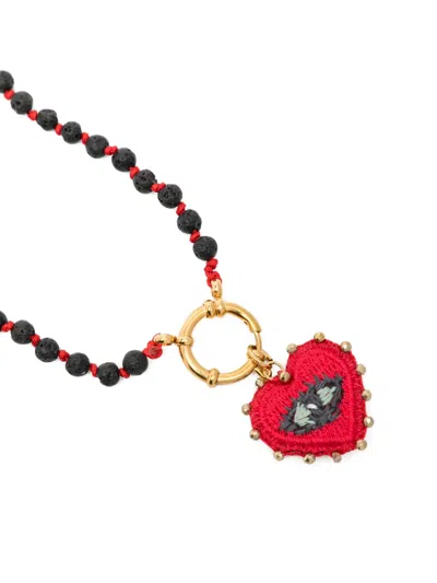 Blaklace Heart Charm Necklace In Black