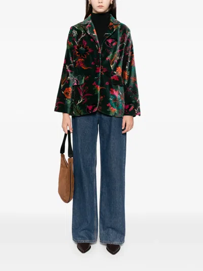 Blaklace Floral Print Jacket In Green