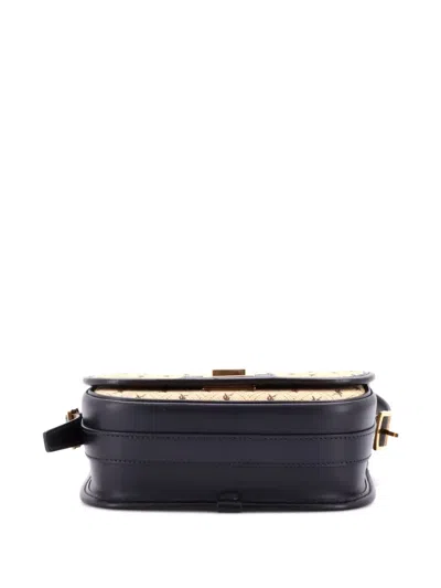 Pre-owned Saint Laurent Flap Satchel Monogram All Over Canvas And Leather Small Crossbody Bag In Black