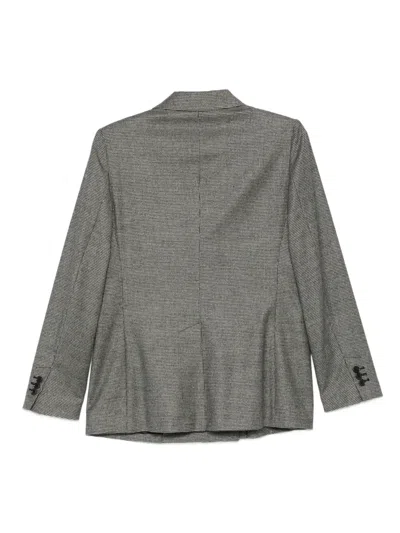 Aspesi Pied De Poule Double-breasted Blazer In Gray