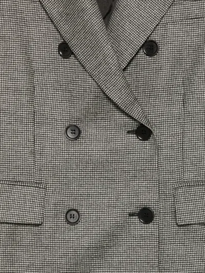 Aspesi Pied De Poule Double-breasted Blazer In Gray