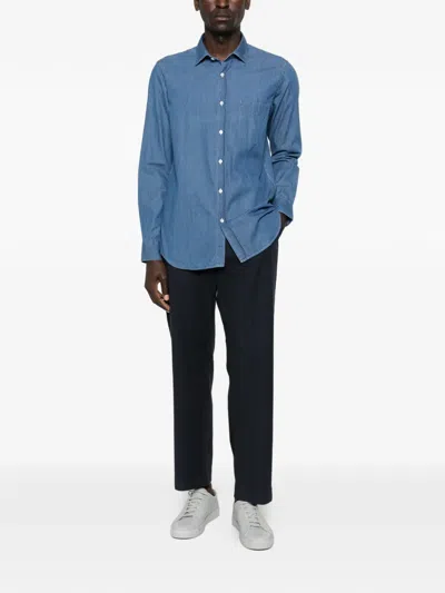 Hartford Pocket Denim Shirt In Blue