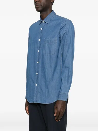 Hartford Pocket Denim Shirt In Blue