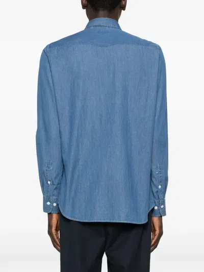 Hartford Pocket Denim Shirt In Blue