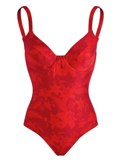 Vilebrequin Flower Power Underwire One-piece Swimsuit In Red