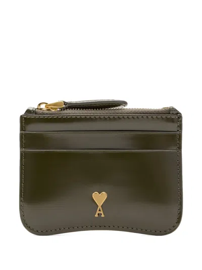 Ami Alexandre Mattiussi Paris Paris Leather Card Holder In Green