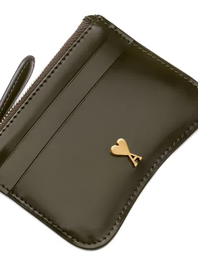 Ami Alexandre Mattiussi Paris Paris Leather Card Holder In Green