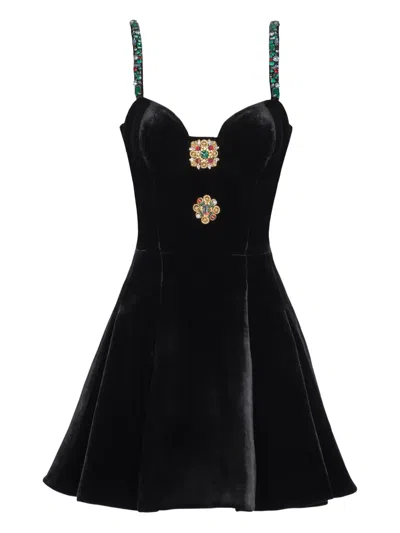 Balmain Jewel-embellished Velvet Dress In Black